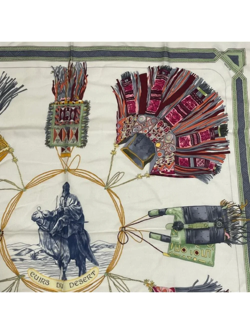 Hermes Carre 90 Cuirs du Desert Leather Ornament Silk Scarf White - Picture 3 of 6